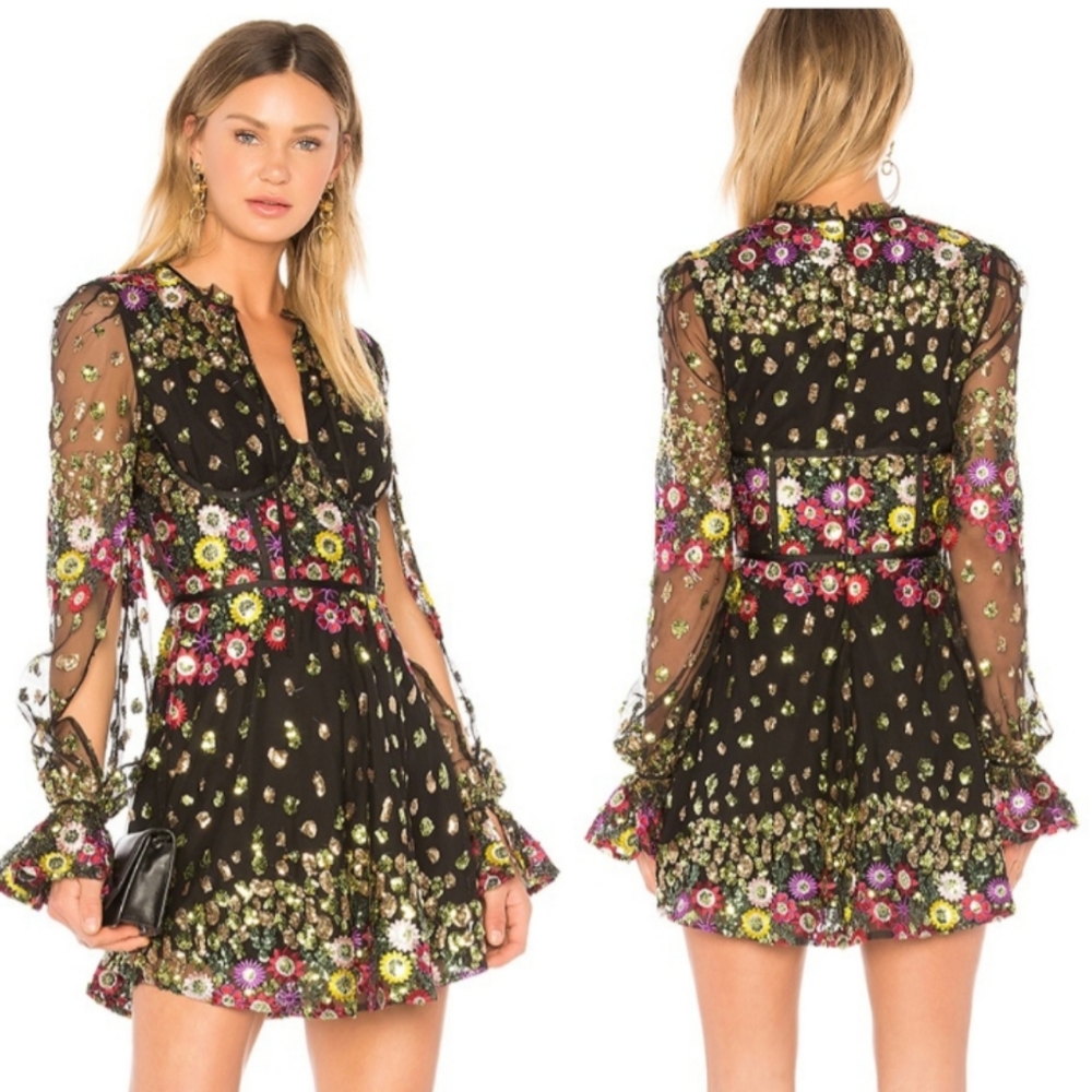 Lovers & Friends Kensington Sequin Mesh Dress S
